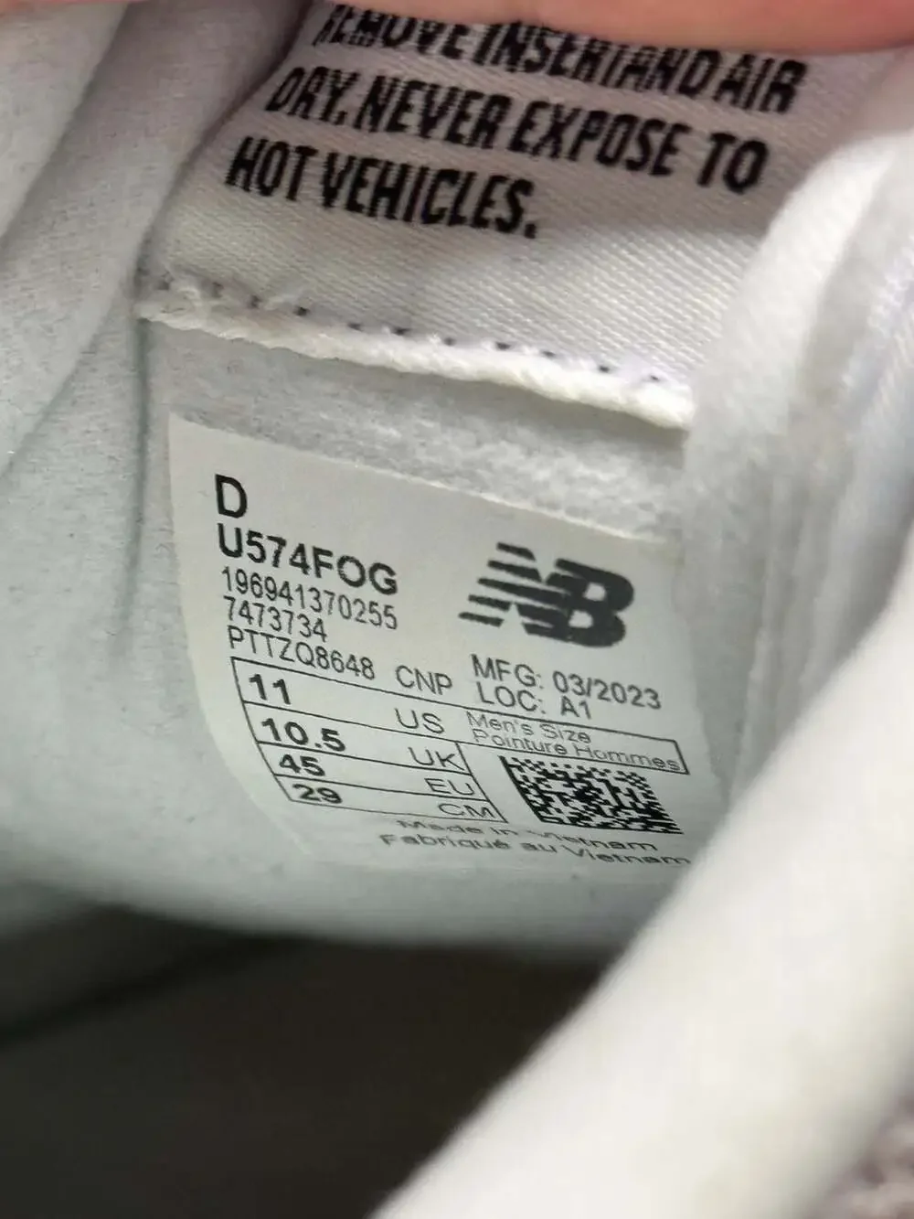 New Balance 574 Casual Sneakers U574FOG Off White Gray Men's Size 11